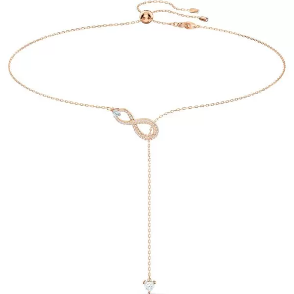 SWAROVSKI Infinity Twist Jewelry Collection Bracelets amp Necklaces Rhodium amp Rose Gold Tone Finish Clear CrystalsY Necklace  Rose Gold Tone