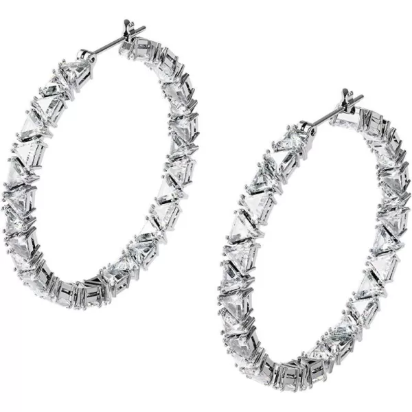 SWAROVSKI Ortyx Earrings and Bracelet Crystal Jewelry Collection Clear Crystals Rhodium FinishTriangle Hoop Earrings