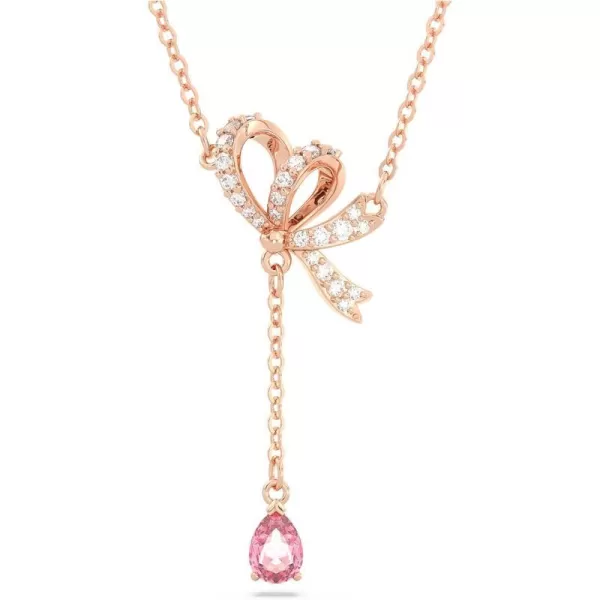 SWAROVSKI Volta Necklace Earrings and Bracelets Jewelry Collection BowInspired Pink and Clear Crystals with RoseGold Tone FinishY Pendant Necklace