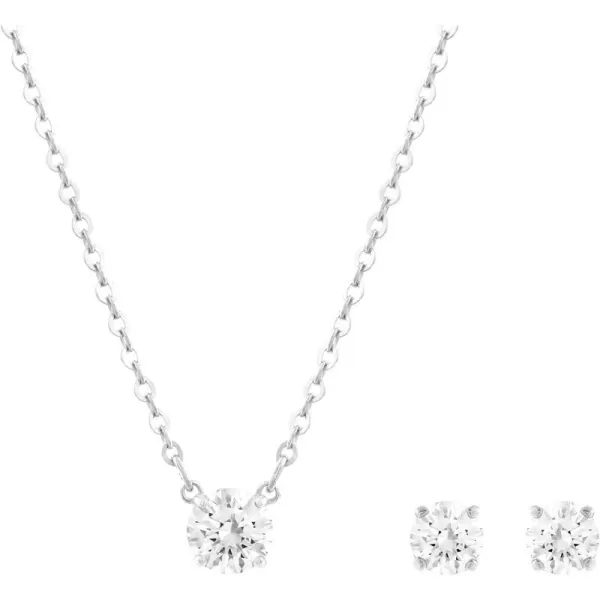 Swarovski Crystal Jewelry Set Collection featuring Necklaces and EarringsRhodium Finish Clear Crystal