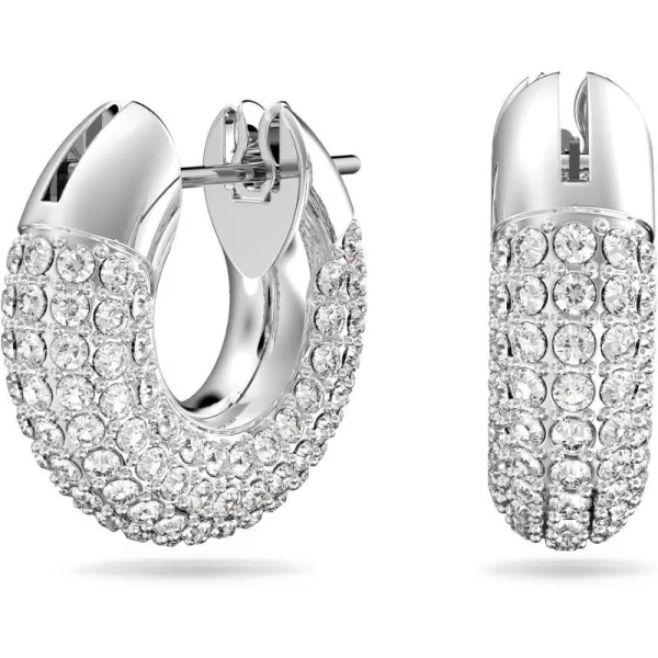 Swarovski Dextera Crystal Pav Hoop Earrings Jewelry CollectionMini Hoop  Rhodium Tone Finish