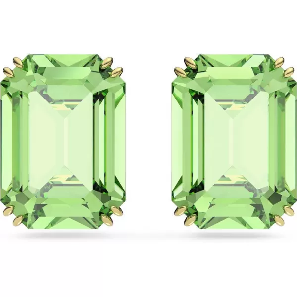 Swarovski Millenia Stud Earrings Octagon Cut Green Crystal Goldtone FinishSwarovski Millenia Stud Earrings Octagon Cut Green Crystal Goldtone Finish