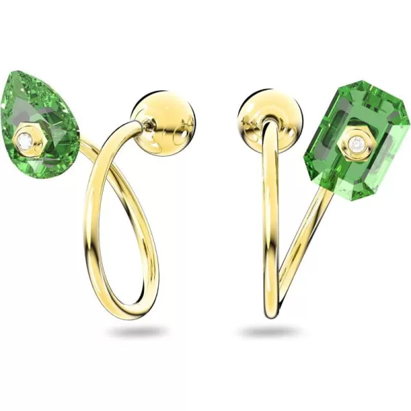 Swarovski Numina Earring Jewelry Collection Gold Tone Finish Green Crystals Clear CrystalsAsymmetrical Earrings