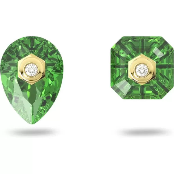 Swarovski Numina Earring Jewelry Collection Gold Tone Finish Green Crystals Clear CrystalsStud Earrings