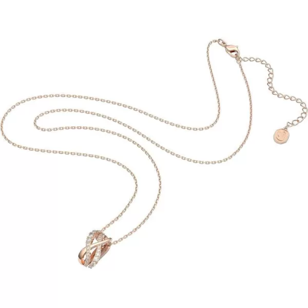 Necklace -Rose Gold Tone, White Crystals