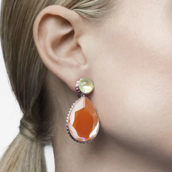 SWAROVSKI Orbita Single Pierced EarringOrange Green and Pink