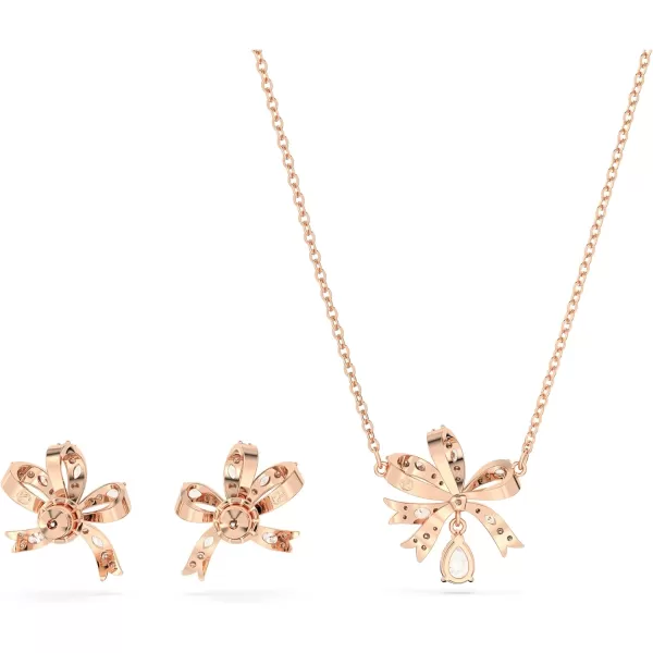 Swarovski Volta Necklace and Earrings Jewelry Set with Crystal Bow MotifRose Gold