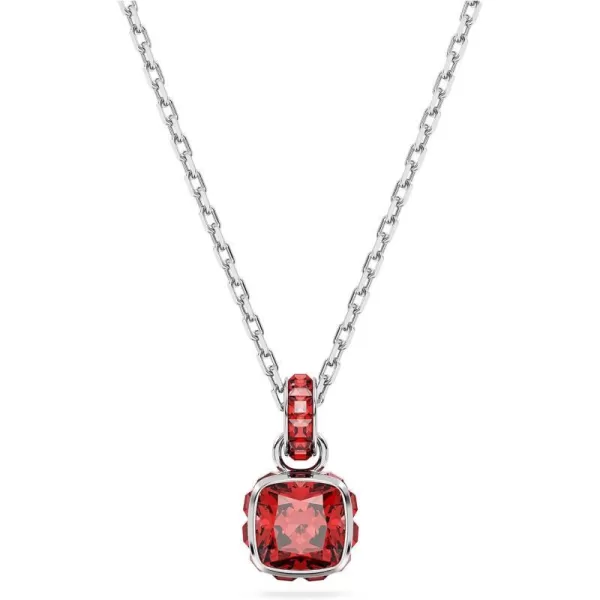 Swarovski Birthstone pendant Square cut July Red Rhodium FinishedSwarovski Birthstone pendant Square cut July Red Rhodium Finished