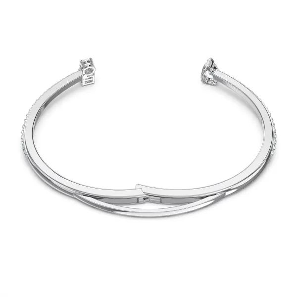 SWAROVSKI Attract Cuff Bracelet Jewelry Collection Rhodium Tone Finish Clear CrystalsLarge