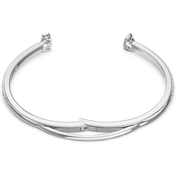 SWAROVSKI Attract Cuff Bracelet Jewelry Collection Rhodium Tone Finish Clear CrystalsMedium