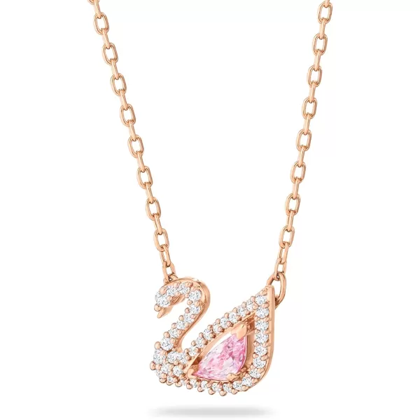 SWAROVSKI Dazzling Swan Jewelry Collection Blue Crystals Pink Crystals Clear CrystalsPendant Necklace  Rose Gold Tone