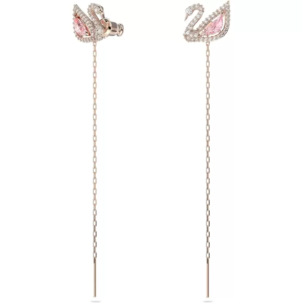 SWAROVSKI Dazzling Swan Jewelry Collection Blue Crystals Pink Crystals Clear CrystalsPierced Earrings  Rose Gold Tone