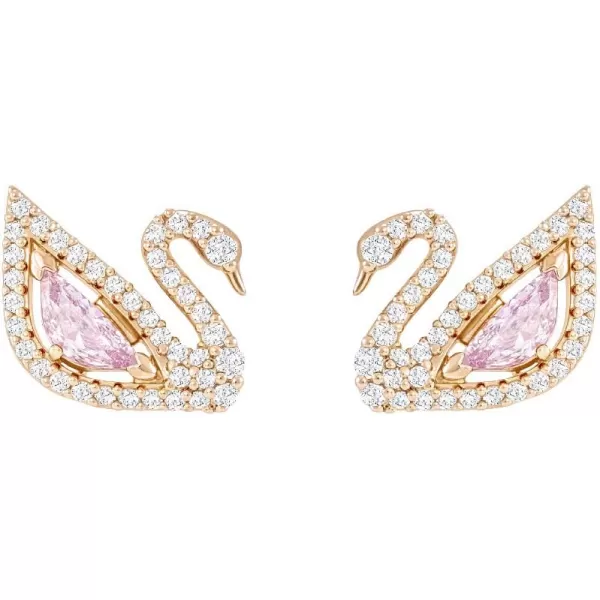 SWAROVSKI Dazzling Swan Jewelry Collection Blue Crystals Pink Crystals Clear CrystalsPierced Earrings  Rose Gold Tone