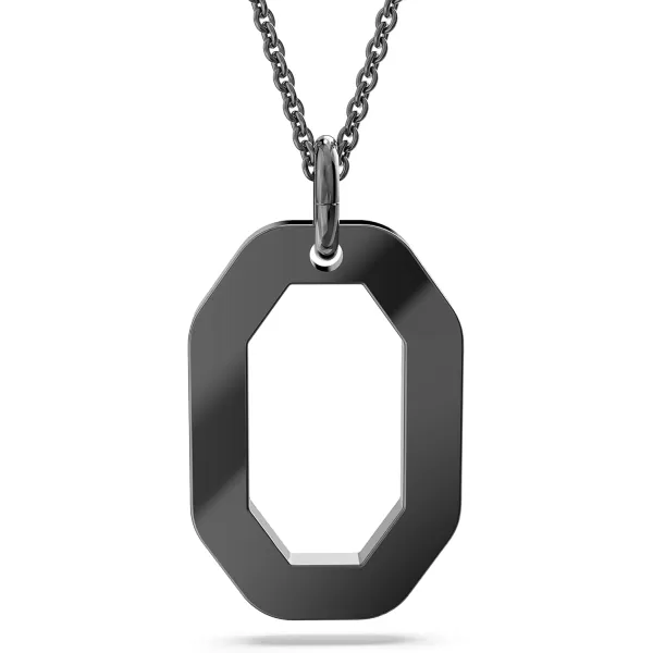 SWAROVSKI Dextera Pendant Necklace Octagon Shape with Black Crystal Pav on Ruthenium Finished Chain Part of the Dextera CollectionPendant Necklace  Ruthenium Tone Finish