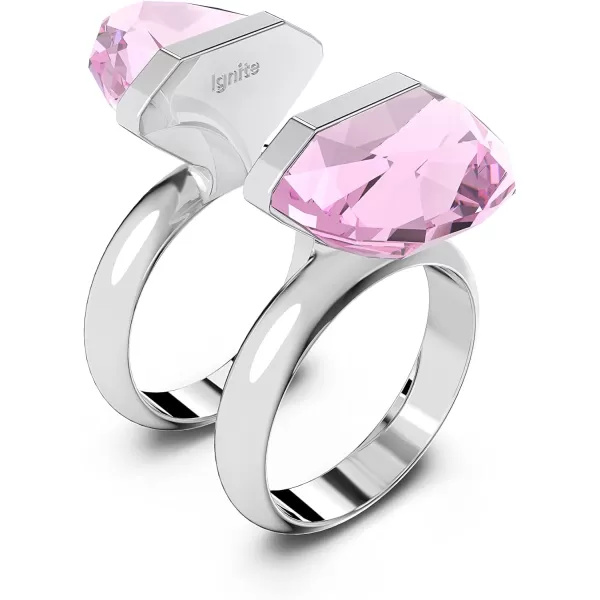 SWAROVSKI Lucent Crystal Ring Jewelry Collection Rhodium Tone Finish Pink CrystalsUS 5EU 50