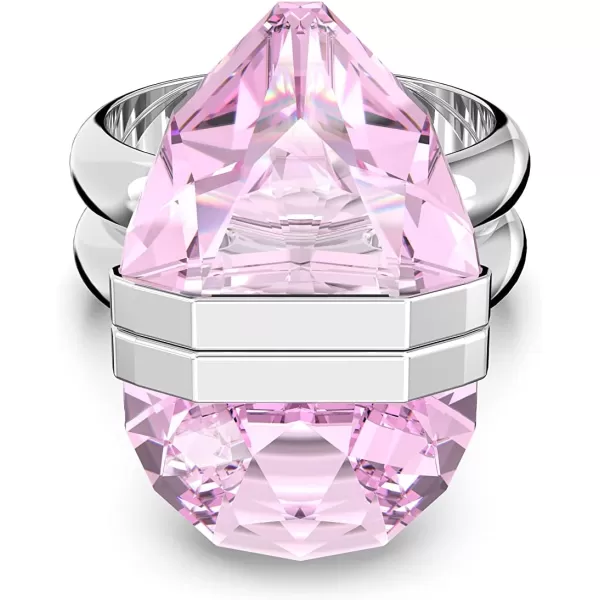 SWAROVSKI Lucent Crystal Ring Jewelry Collection Rhodium Tone Finish Pink CrystalsUS 5EU 50