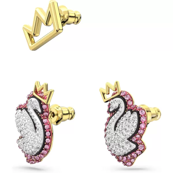 SWAROVSKI Pop Swan Pierced Stud Earrings with Swarovski Swan Motif Pink and Clear CrystalsEarrings