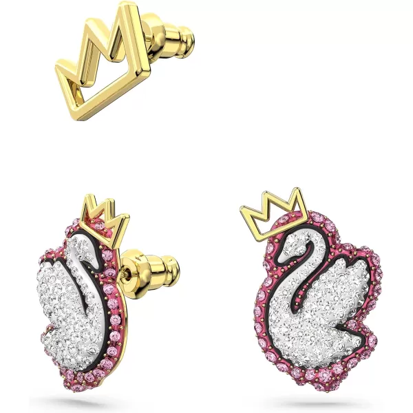 SWAROVSKI Pop Swan Pierced Stud Earrings with Swarovski Swan Motif Pink and Clear CrystalsEarrings