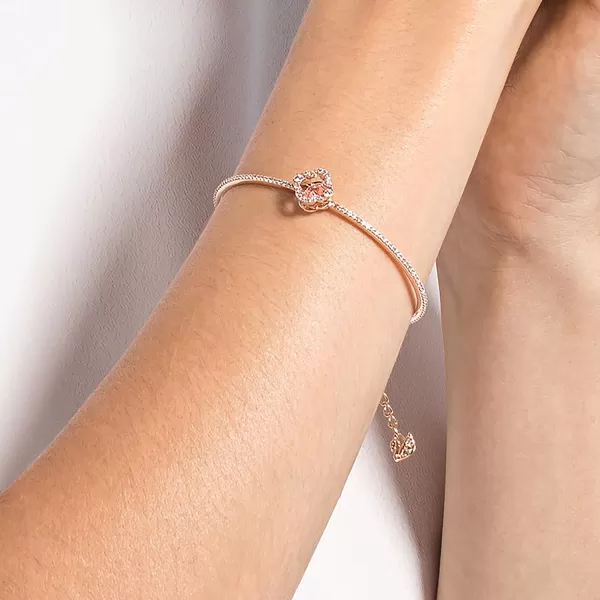 SWAROVSKI Sparkling Dance Clover Necklace Earrings and Bracelet Jewelry Collection Rose Gold Tone Finish Pink Crystals Clear CrystalsBangle Bracelet