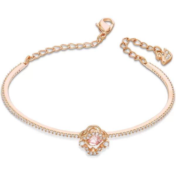 SWAROVSKI Sparkling Dance Clover Necklace Earrings and Bracelet Jewelry Collection Rose Gold Tone Finish Pink Crystals Clear CrystalsBangle Bracelet