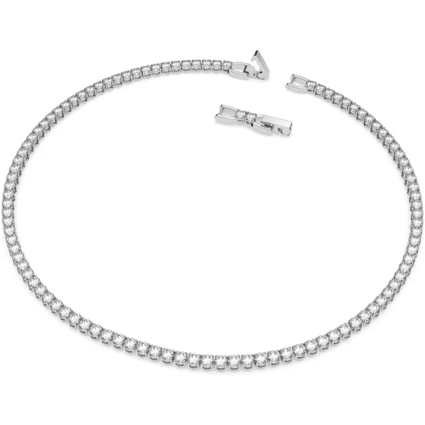 SWAROVSKI Tennis Deluxe Crystal Bracelet and Necklace Jewelry CollectionNecklace  Rhodium Tone