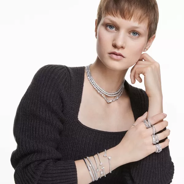 SWAROVSKI Tennis Deluxe Crystal Bracelet and Necklace Jewelry CollectionNecklace  Rhodium Tone