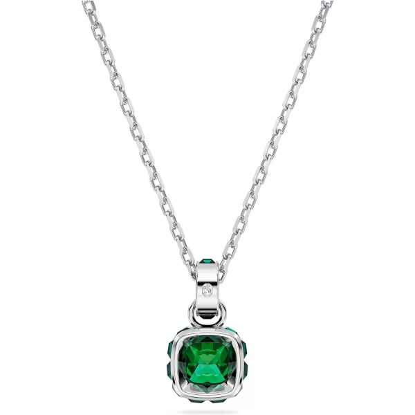 Swarovski Birthstone pendant Square cut May Green Rhodium FinishedSwarovski Birthstone pendant Square cut May Green Rhodium Finished