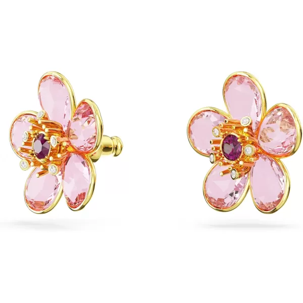 Swarovski Florere Pierced Stud Earrings with Yellow Crystals in Flower Motif on GoldTone Finish Part of the Swarovski Florere CollectionPink Flower Earrings