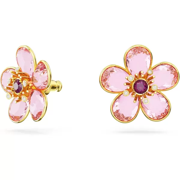 Swarovski Florere Pierced Stud Earrings with Yellow Crystals in Flower Motif on GoldTone Finish Part of the Swarovski Florere CollectionPink Flower Earrings