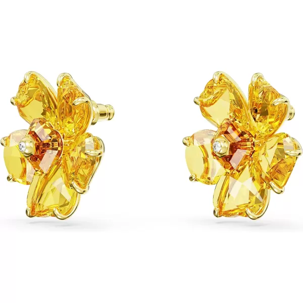 Swarovski Florere Pierced Stud Earrings with Yellow Crystals in Flower Motif on GoldTone Finish Part of the Swarovski Florere CollectionYellow Flower Earrings