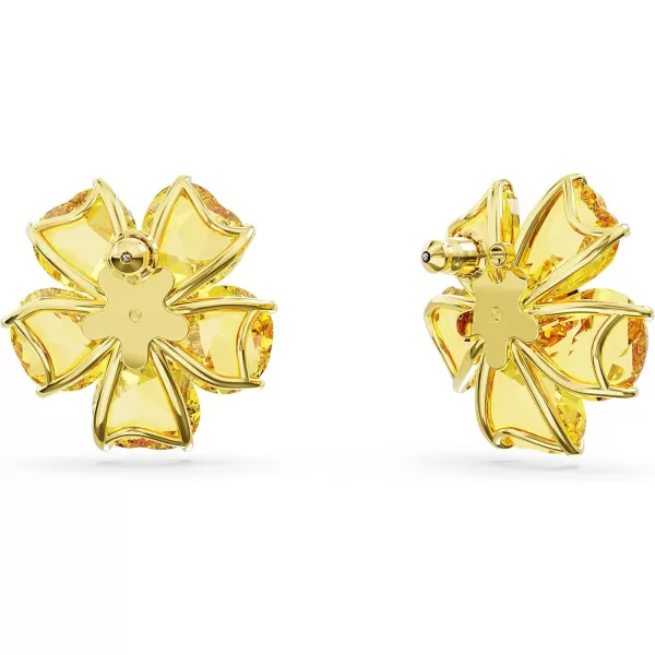 Swarovski Florere Pierced Stud Earrings with Yellow Crystals in Flower Motif on GoldTone Finish Part of the Swarovski Florere CollectionYellow Flower Earrings