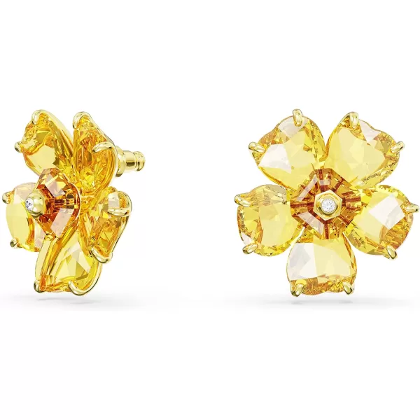 Swarovski Florere Pierced Stud Earrings with Yellow Crystals in Flower Motif on GoldTone Finish Part of the Swarovski Florere CollectionYellow Flower Earrings