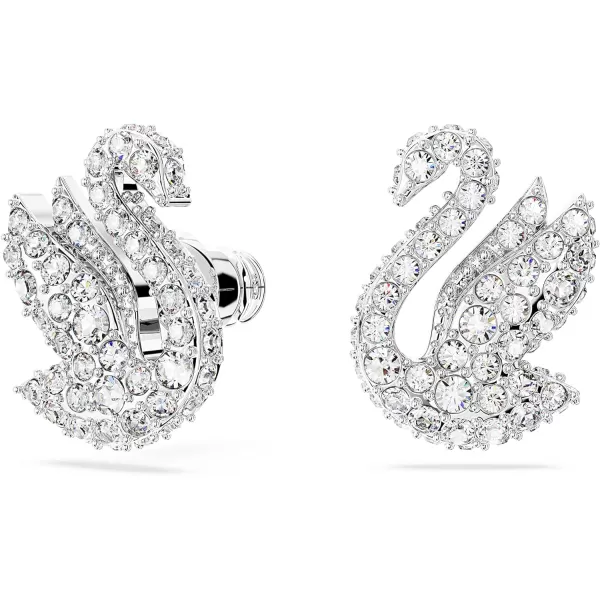 Swarovski Iconic Swan Crystal Necklace Earrings Bracelet Jewelry Collection Clear Crystals on a Rhodium Tone FinishStud Earrings