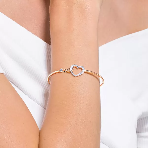 Swarovski Infinity Heart Jewelry Collection Necklaces and Bracelets Rose Gold amp Rhodium Tone Finish Clear CrystalsBangle Bracelet