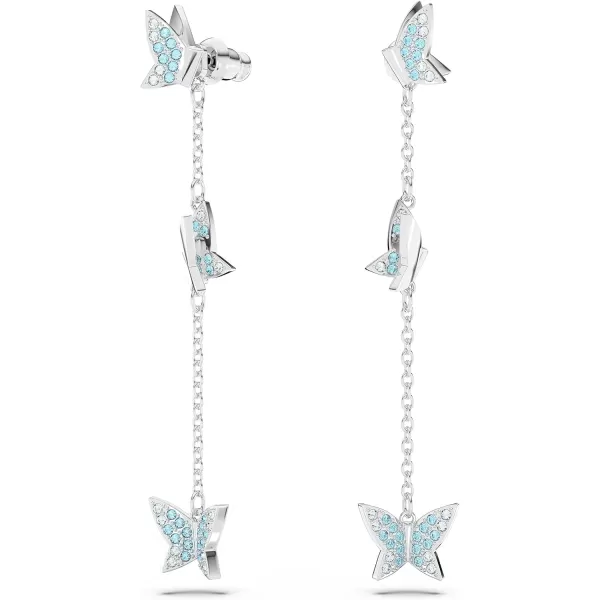 Swarovski Lilia Butterfly Necklace Earrings and Bracelet Crystal Jewelry Collection Blue Crystals in a Rhodium Tone Finished SettingDrop Earrings