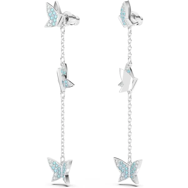 Swarovski Lilia Butterfly Necklace Earrings and Bracelet Crystal Jewelry Collection Blue Crystals in a Rhodium Tone Finished SettingDrop Earrings