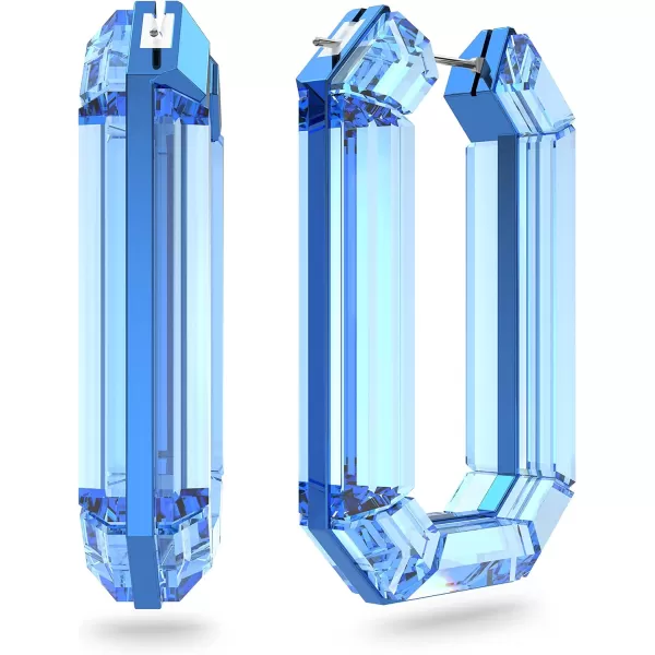 Swarovski Lucent Crystal Earring Jewelry CollectionBlue Rectangular Hoop Earring