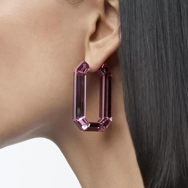 Swarovski Lucent Crystal Earring Jewelry CollectionPink Rectangular Hoop Earring