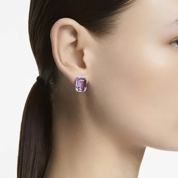 Swarovski Millenia Crystal Jewelry Earring Collection Blue Crystals Pink Crystals Yellow Crystals Clear Crystals Rhodium FinishOctagon Cut Earrings Purple Crystals