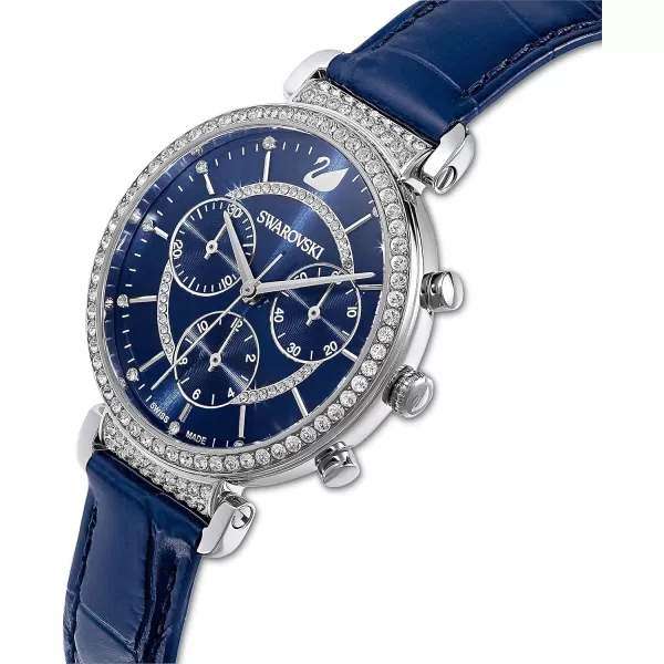 Swarovski Passage Chrono Crystal Watch Collection Leather StrapBlue