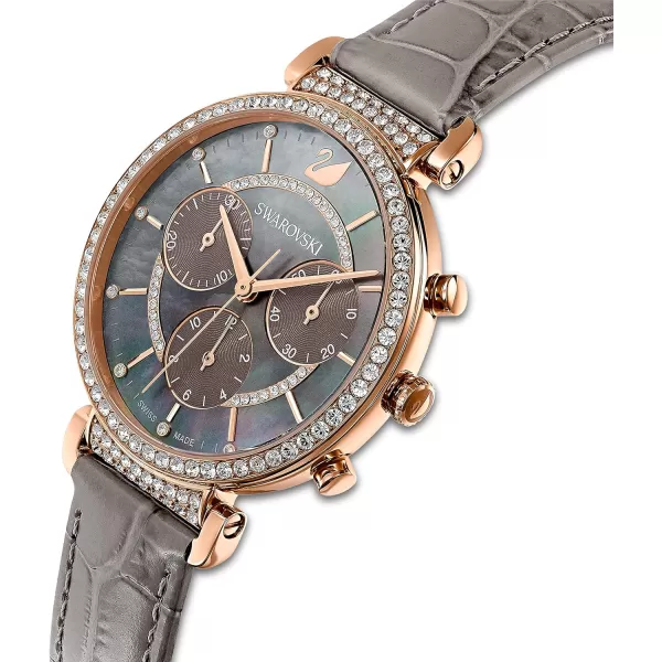 Swarovski Passage Chrono Crystal Watch Collection Leather StrapGray