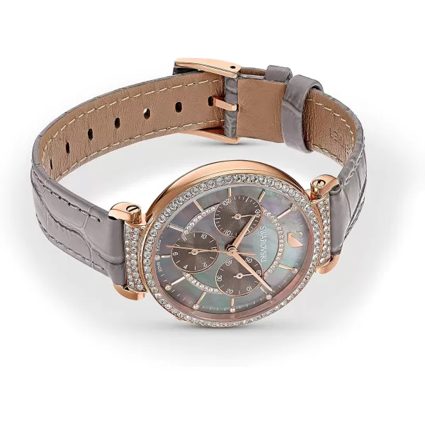 Swarovski Passage Chrono Crystal Watch Collection Leather StrapGray