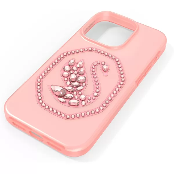 Swarovski Signum Smartphone Case for iPhone 13 Pink with Swarovski Swan Motif and Pink Swarovski Crystals Part of the Swarovski Signum CollectioniPhone 14 Pro Pink