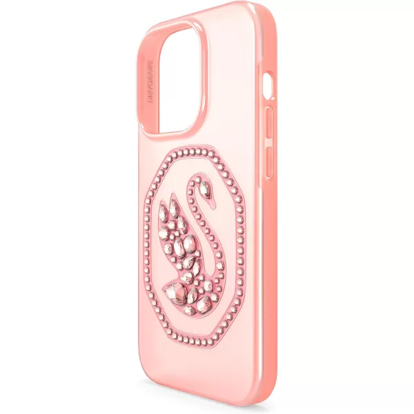 Swarovski Signum Smartphone Case for iPhone 13 Pink with Swarovski Swan Motif and Pink Swarovski Crystals Part of the Swarovski Signum CollectioniPhone 14 Pro Pink