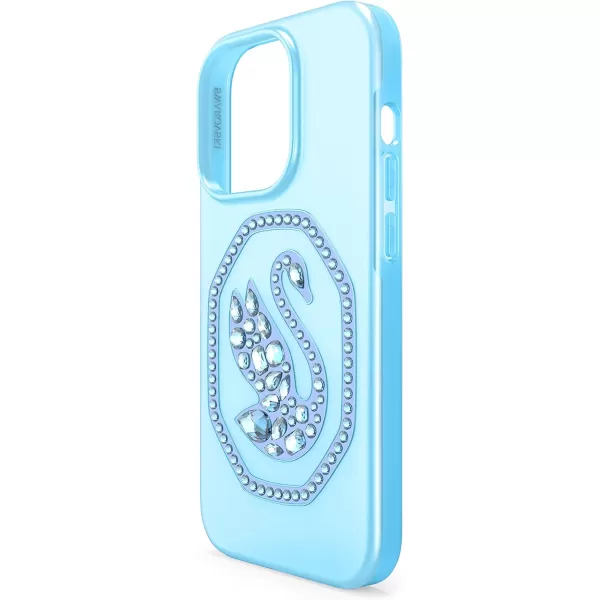 Swarovski Signum Smartphone Case for iPhone 13 Pink with Swarovski Swan Motif and Pink Swarovski Crystals Part of the Swarovski Signum CollectioniPhone 14 Pro Blue