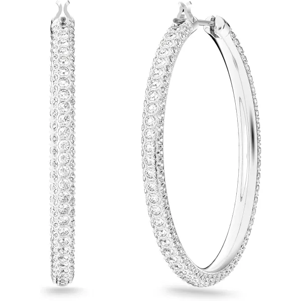 Swarovski Stone Crystal Earrings and Necklace Jewelry CollectionHoop Earrings  Rhodium Tone