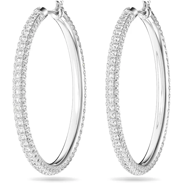 Swarovski Stone Crystal Earrings and Necklace Jewelry CollectionHoop Earrings  Rhodium Tone