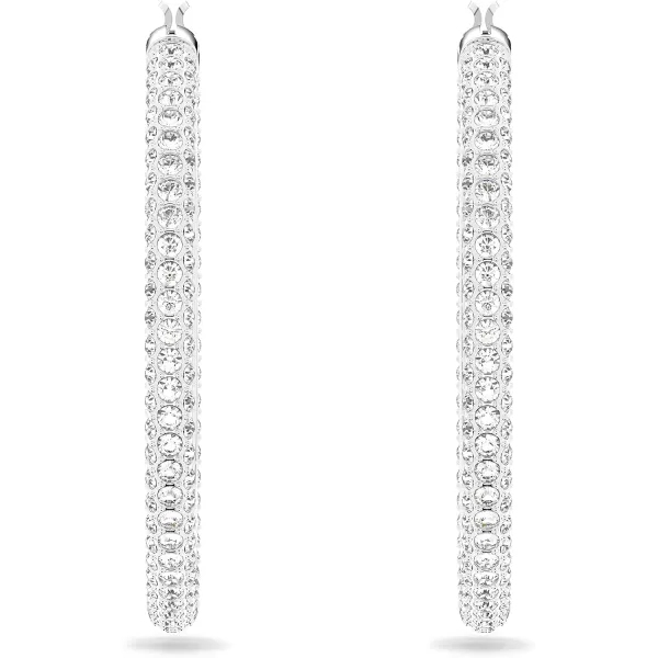 Swarovski Stone Crystal Earrings and Necklace Jewelry CollectionHoop Earrings  Rhodium Tone