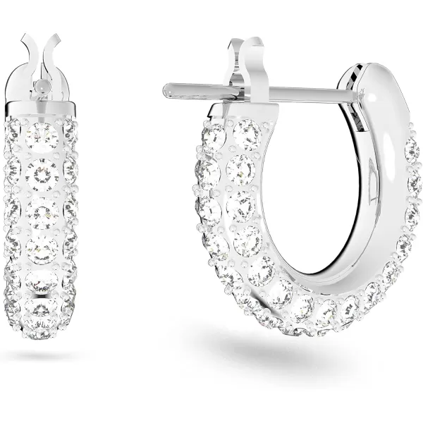 Swarovski Stone Crystal Pierced Hoop Earring Jewelry CollectionRhodium Tone Finish