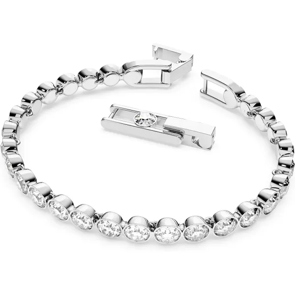 Swarovski Tennis Bracelet and Earring Jewelry Collection Rhodium Finish Clear CrystalsTennis Bracelet